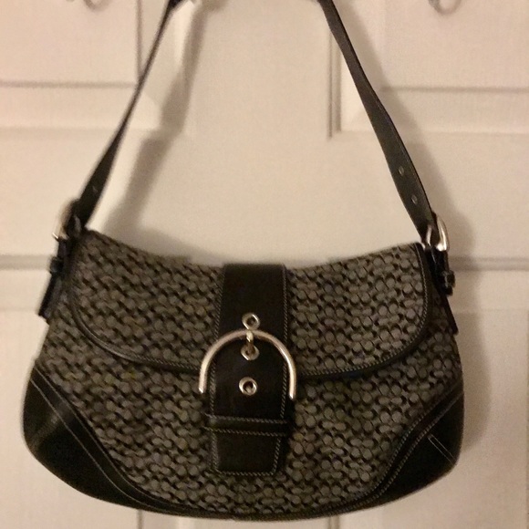 Coach Handbags - Coach Soho Signature Jacguard black and grey bag.